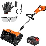 Cordless Snow Shovel - Electric Battery Operated Snow Blower 13'' Wide with 1Pcs 21V 2600Mah Battery, 40 Mins Runtime, 500W Powerful Motor Fast Removal, 26Ft Throw Distance, 7.5lbs, Foldable