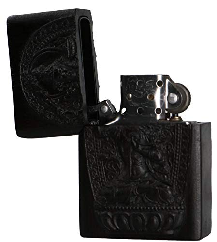 Natürliches Ebenholz Schwarz Holz geschnitzt Feuerzeug Außengehäuse für Zippo Insert Kit (Protektor Gottheit / Manjushri… – Bild 7