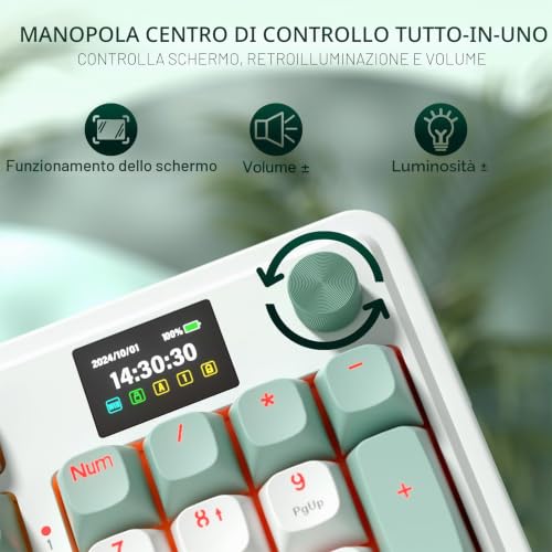 K719 Tastiera Wireless Gasket Schermo Manopola 95 Tasti TFT - Tastiera gaming - Immagine 4