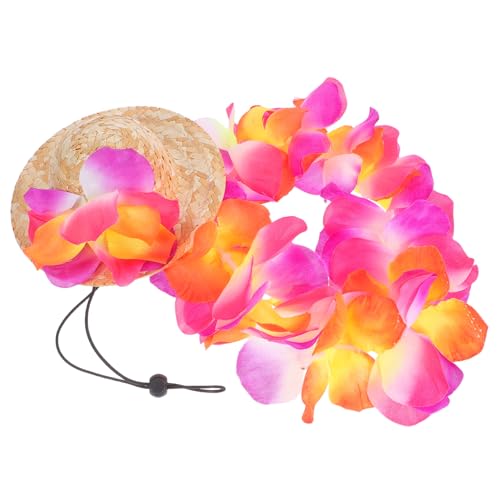 Disfraz hawaiano para perros con sombrero de flores