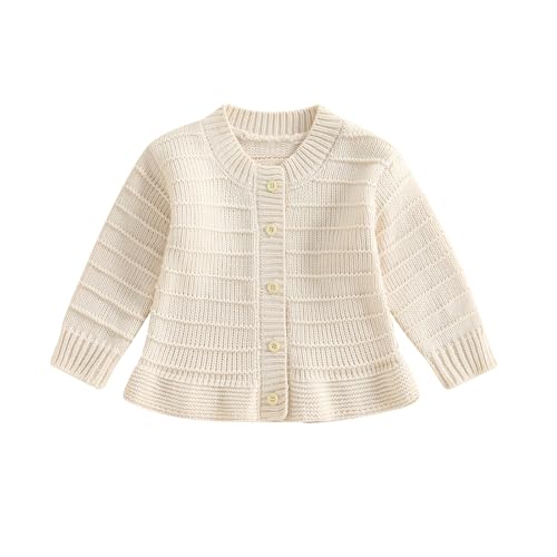 Toddler Girl Ruffle Sweater Cardigan Infant Baby Fall Clothes Winter Warm Long Sleeve Button Up Knitted Jacket Outwear