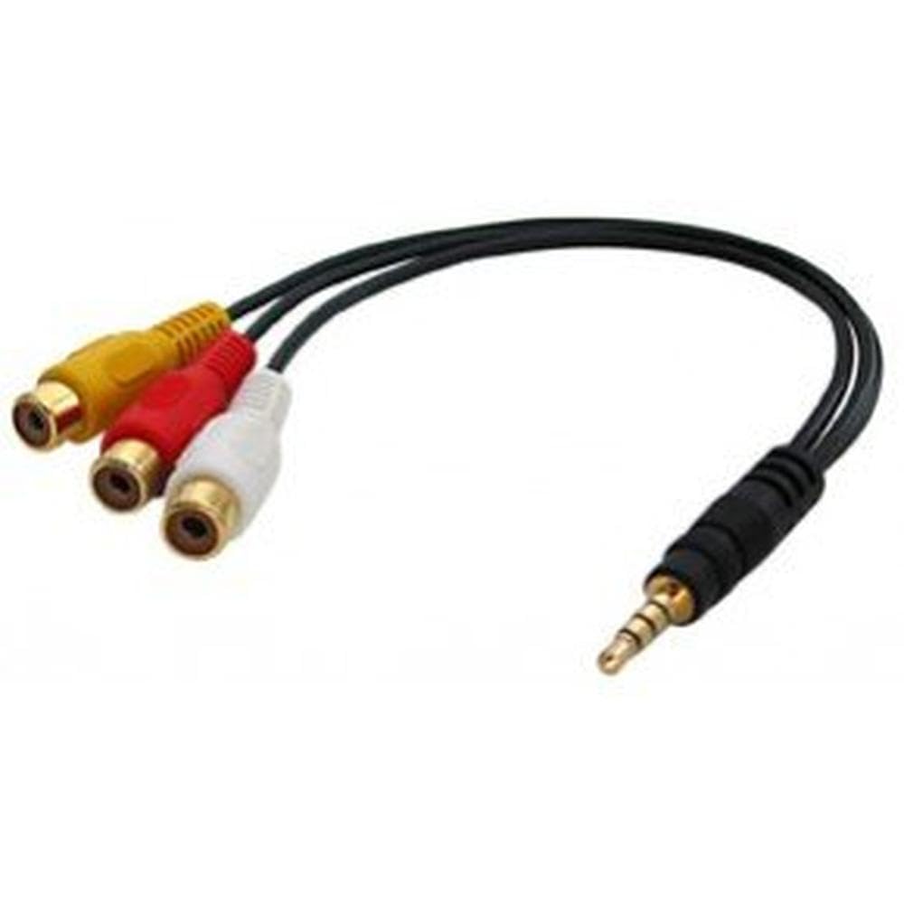 LINDY 35539 Audio-Video Adaptor (Video + Audio Stereo) with 4-Segment 3.5 mm Male to 3X RCA Female