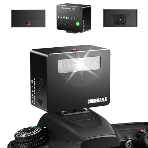 CAMEDAFLX CF1 Mini Camera Flash Aluminum Camera Flash GN15,7Power Levels Hot Shoe mini Flash for Ricoh GR3/Canon/Nikon/Sony ZV1/Fuji/Mini Manual Flash for Digital Film Camera/DSLR Cameras(Black).