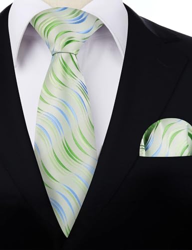 Image of Alizeal Mens 3.15'' Gradient Novelty Pattern Tie Set with Pocket Square Casual Color Tie Set