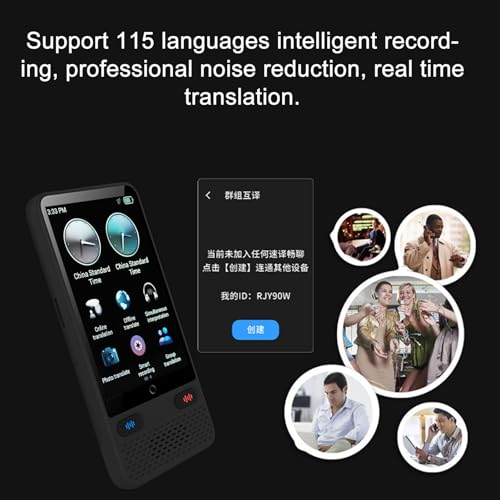 Traducteur de langue tactile portable ABS de 3,54 pouces avec assistant IA