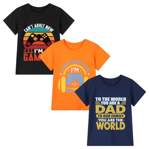 Image of HILEELANG Kids Boy Basic Plain Cotton T-Shirts Short Sleeve Crew Neck Summer Tees 4packs 6-12 Years
