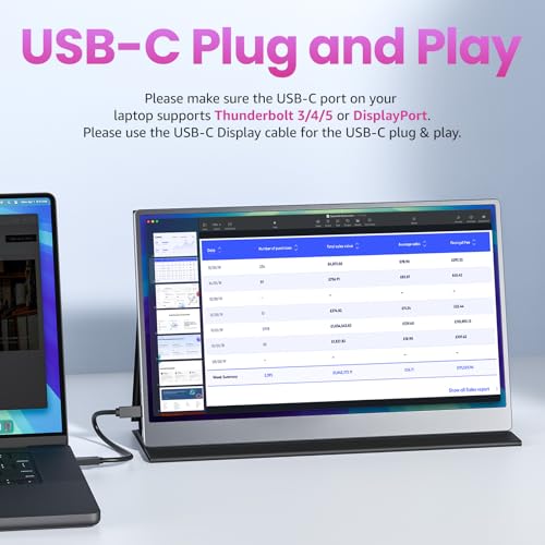 Image of kksmart Portable Monitor 15.6 inch 1080P FHD 86% sRGB 60Hz, Travel Monitor for Laptop MacBook Surface PC Xbox PS5, HDMI USB-C VESA Compatible Built-in Speaker