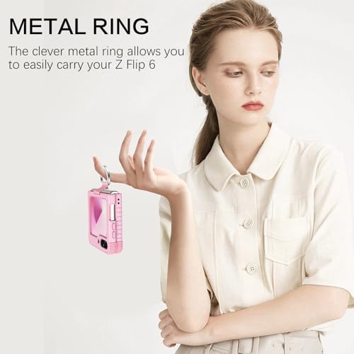 Image of BENTOBEN for Samsung Galaxy Z Flip 6 5G Case with Ring, Heavy Duty 2 in 1 Full Body Rugged Galaxy Z Flip6 Case Girls Women Boy Men Shockproof Protection Cover for Samsung Z Flip 6 6.7 inch,Cherry Pink
