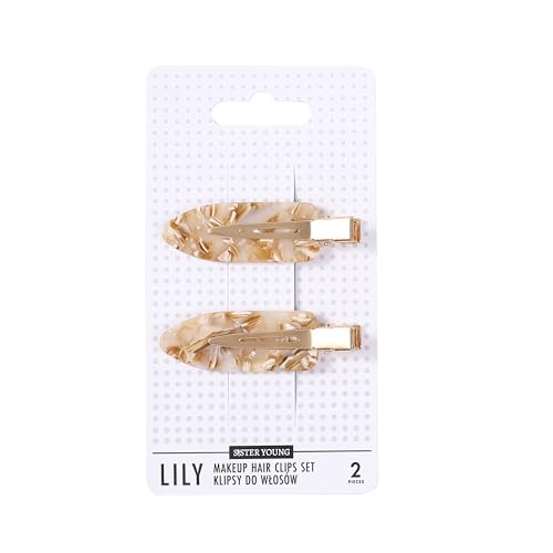 SISTER YOUNG – LILY Make-up Haarclips Set – 2 Stück – Faltenfreie Haarspangen für Make-up, Pflege & Styling – Rutschfeste Clips, sanft zum Haar, elegant & praktisch (MILK APRICOT)