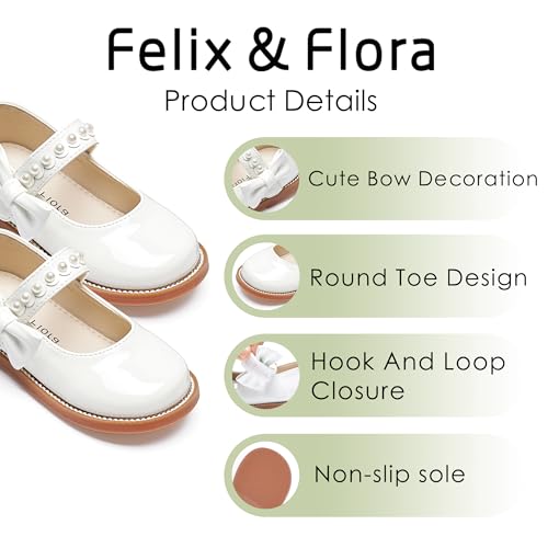 Image of Felix & Flora Toddler Girl Mary Jane Dress Shoes - School Oxford Flats for Girl Party Shoes.