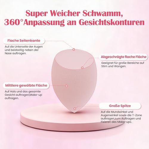 4 Stück Make Up Schwämme Set, Professionelle Makeup Sponge mit Puderquaste und Schwammhalter, für Feucht und Trockenanwendung, Kosmetik Schwämmchen für Foundation