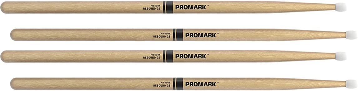 ProMark Rebound 2B Hickory Drumsticks, Oval Nylon Tip (2 Pack)