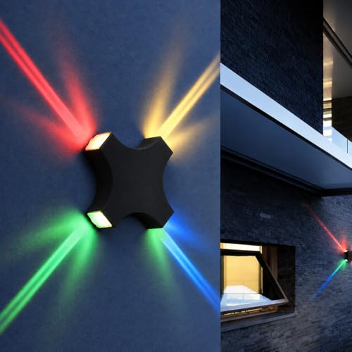 Image of FERA Waterproof Up Down LED Wall Lamp, Aluminium IP65 Body 4 Way, Multicolor, Indoor /Outdoor Decorative Wall Sconce Light (RAYZR Color)