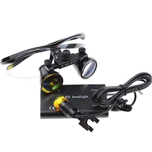 3.5X Binocular Loupes Magnifying Glasses + 3W Magnifying Lamp Led Headlamp With Filter Aluminum Box Black #TOP2