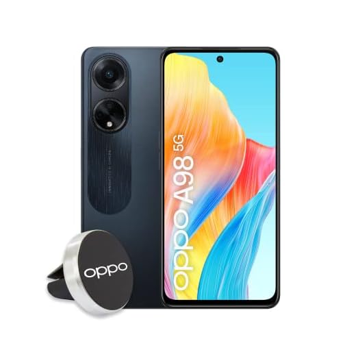 OPPO A98 5G Smartphone, Tripla Fotocamera 64MP, Selfie 32 MP, Display 6.72” 120HZ LDC FHD+, 5000mAh, RAM 8, Esp 4GB/6GB/8GB + ROM 256GB, esp 1TB, IPX4, Supporto Auto, Versione Italia, Cool Black
