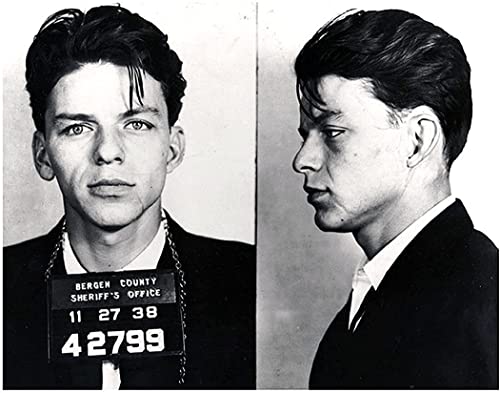 Photo de police Frank Sinatra en 1938 portrait vintage Mugshot original pour déco 20x25 cm