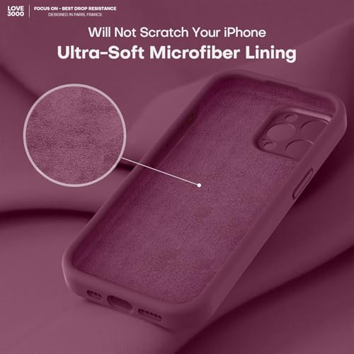 Image of LOVE 3000 Designed for iPhone 15 Pro Max Case, Premium Silicone with [Soft Anti-Scratch Microfiber Lining] Shockproof Protective Phone Case for Men Women Girls 6.7 inch, WineRed