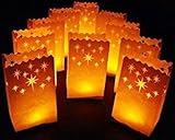 White Luminary Bags - 20 Count - Stars Design - Wedding, Reception, Party and Event Decor - Flame Resistant Paper - Luminaria by Since (Stars)