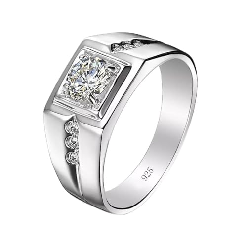 Bague moissanite pour homme en argent pur éclatant couleur D 0,5 ct