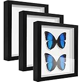 TouYinger 5x7 シャドウボックスフレームディスプレイケース レターステッカー付き 3Dピクチャーフレーム 記念品 ベビーアイテム 結婚式の思い出 クラフト チケットと写真用のディスプレイケースボックス (3点-ブラック、5x7)