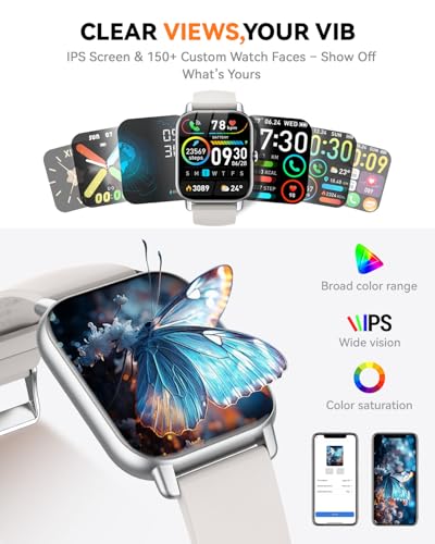 Image of Smart Watch for Men Women,1.85 inch HD Screen Bluetooth Fitness Tracker Step Counter /Sleep Monitor,110+ Sports Modes,IP68 Waterproof Smart Watch Compatible with iPhone Samsung Android Phone, Starlight