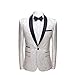 Herren Luxus EmbroideRot Hochzeitsblazer Lässiger Partyanzug mit Schalkragen und Blumenmuster Jacquard-Smoking mit Einem Knopf für den Abschlussball (4XL,Weiß)