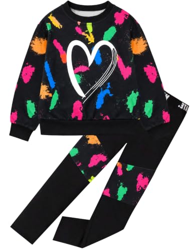 Image of Girls 2 Piece Outfits Kids Clothes Sets Sweatsuit Tracksuit Jogger Print Long Sleeve Sweatshirts Sweatpants 4-13Y