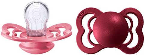 BIBS Supreme Soother 2-Pack, BPA Free Dummy Pacifier, Symmetrical Nipple. Silicone, Size 1 (0-6 Months), Woodchuck/Blush