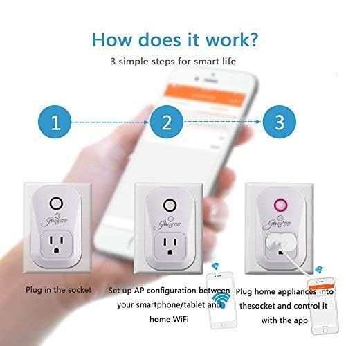 Jinvoo Smart Plug,WiFi Smart Plug,WiFi Outlet Socket Remote Control with Timer Function,Compatible with Alexa and Google Home,ETL FCC Listed,No Hub Required (2 Pack)