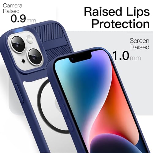 Image of KARWAN️ Magnetic Clear Back Case Cover for iPhone 14 Plus / 15 Plus (6.7-Inch-) |Acrylic Transparent Slim | Shockproof iPhone 14 Plus / 15 Plus Mobile Phone Back Cover [Clear Back] [TPU + Pc] [Blue]