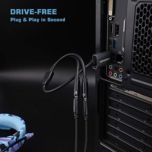 HOSONGIN USB to 3.5mm Jack Audio Headphone Adapter, USB External Sound Card Audio Adapter with 3.5mm TRS 3-Pole Headphone and Microphone Jack, 12 inch - Thumbnail 4