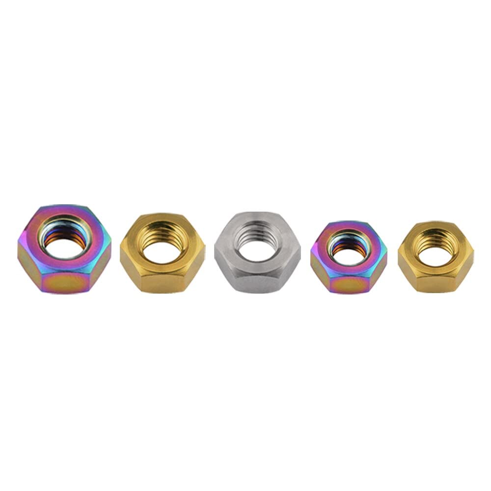Nakrętki sześciokątne, Nakrętki M5 M6 M8 Nakrętka sześciokątna do roweru, motocykla, samochodu, łącznik Ti 3 kolory(12pcs Titanium,M5)