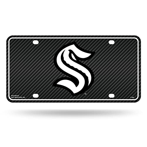 Rico Industries NHL Hockey Seattle Kraken Carbon Fiber Metal Tag