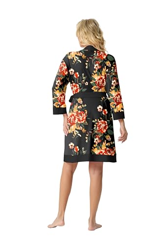 Image of PrinStory Womens Robe Knit Kimono Bathrobe Lightweight Soft Sleepwear Knee Length Lounge Robes