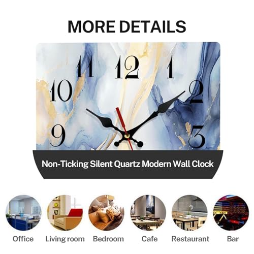Artsocket TCL2024031516-SMSWC-12IN Blue Golden Marble Wooden Wall Clock Silent Non-Ticking thumb #4