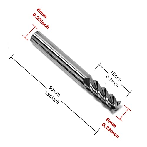 Image of 2Pcs Carbide End Mills High Speed Cutter 4 Flute (D 6mm x L 50mm) for Cutting High Hardness 58HRC, CNC Milling Hardened Metals
