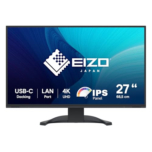 Image of EIZO FlexScan EV2740X Monitor for PC 27 Inch 4K UHD IPS Display with USB-C (60W Power Delivery), HDR, Eye Care, Built-in LAN, Ergonomic Stand for Office, Design, Trading & Home Use