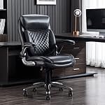 Amazon Basics chaise de bureau ergonomique, accoudoirs à pliage, hauteur réglable, cuir gris