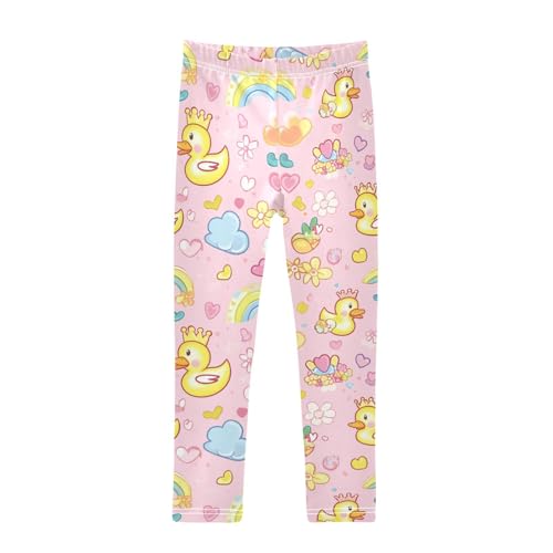 Funny Ducks Girls' Leggings Toddler Doodles Hearts Flowers Kids Yoga Pants Dance Active Tights 4T