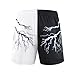 BOOMLEMON Mens Mesh Graphic Print Shorts Casual Fashion Cool Shorts Retro Active Gym Streetwear Short Pants(Novelty Black White Lightning L)