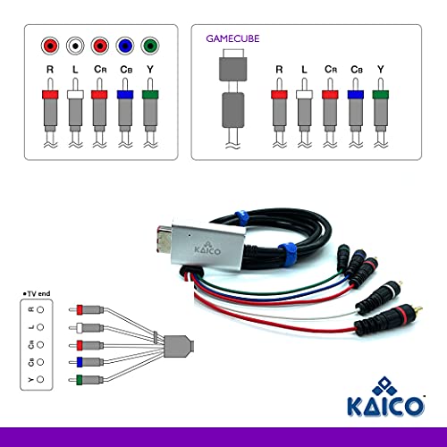 Câble adaptateur de composant GameCube pour le logiciel Nintendo GameCube exécutant GCVideo Lite. Prend en charge la vidéo et l'audio complets. Solution de composant GameCube par Kaico