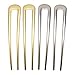 JETEHO 4 Pack Simple Metal U Shaped Hair Pin Fork Sticks 2 Prong Updo Chignon Pins,Silver and Gold