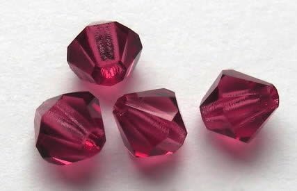 4mm Fuchsia Dark, Czech MC Rondell Bead (Bicone, Diamond Shape), 2.5 Gross = 360 Pieces