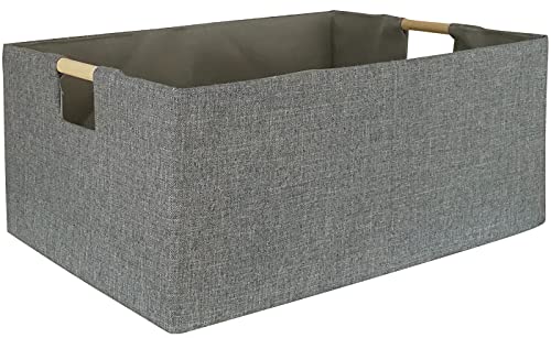 Image of Storage Bin for Shelves Rectangle Closet Baskets Foldable Box with Handles Gray Shelf Baskets Toy Boxes for Home Office Car Dormroom