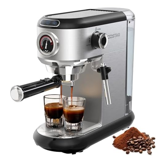 COSTAR 20 Bar Espresso Coffee Machine with Steam Wand for Latte Espresso and Cappuccino, Compact Coffee Maker For Home Barista for Cappuccino/Latte/Mocha with 35 oz Removable Water Tank/1450W