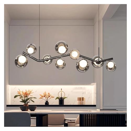 Cuisine île suspension LED verre gris fumé Chaner L134 cm