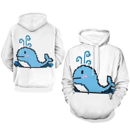 Sweat à capuche baleine bleue UMENG pull unisexe en coton taille S - 7