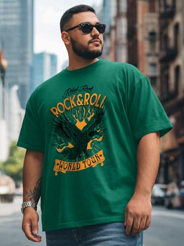 Image of Veirdo Men's Pure Cotton Half Sleeve Plus Size Printed T-Shirts, Stylish, Comfortable & Durable Cotton Tees | Sizes: S to 2XL