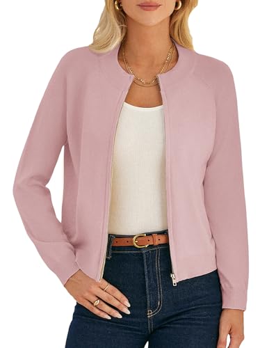 Image of GRACE KARIN Womens Long Sleeve Zip Up Cardigan Sweaters Lightweight Sweater Jacket Knitted Fashion Clothes