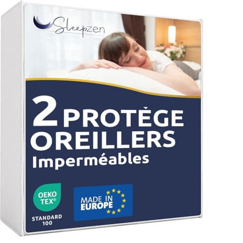 SLEEPZEN Protege Cuscino 30 x 60 impermeabile (set di 2), protezione per cuscino traspirante, morbido e silenzioso, qualità superiore, certificato Oeko-Tex e GRS, cotone, chiusura con zip SLEEPZEN Protege Cuscino 30 x 60 impermeabile (set di 2), protezione per cuscino traspirante, morbido e silenzioso, qualità superiore, certificato Oeko-Tex e GRS, cotone, chiusura con zip